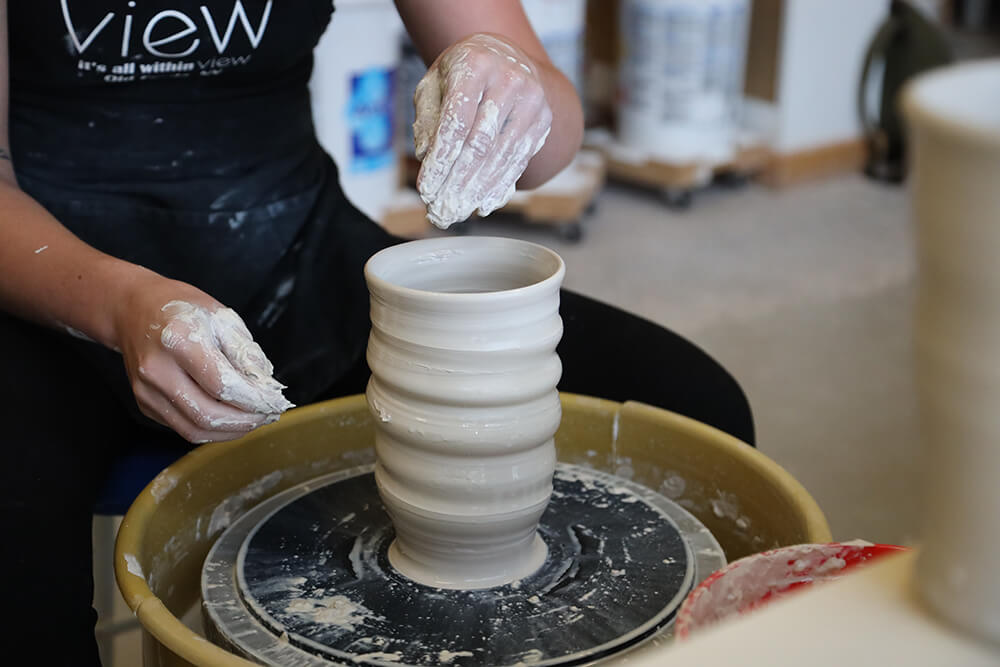 Pottery Wheel grooved vase small 1
