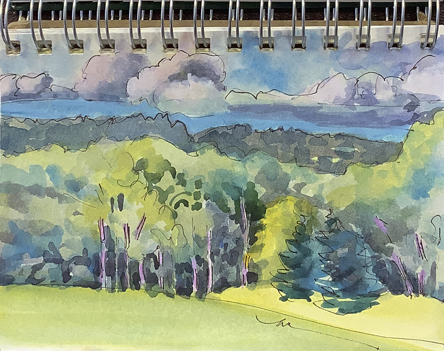sketch blue road