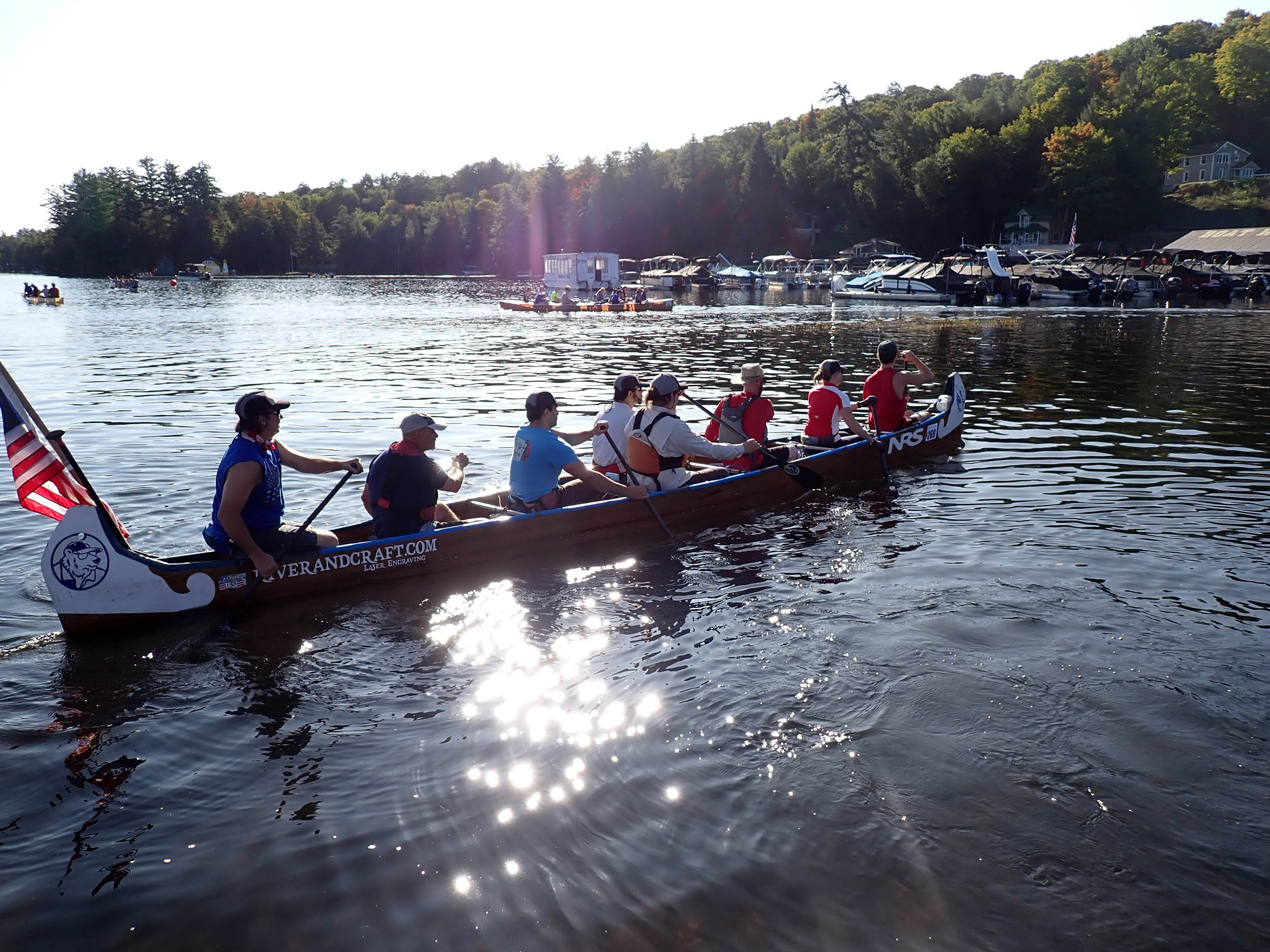 gl 380 8 person canoe getting to the starting line